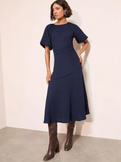 Friends Like These Textured Balloon Sleeve Midi Dress^Women Occasionwear|Occasion Dresses