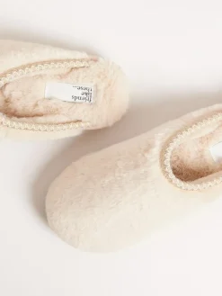 Friends Like These Supersoft Embroidered Tape Faux Fur Nightwear Mule Slippers^Women Slippers