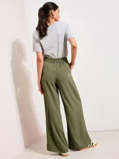 New Friends Like These Tie Waist Palazzo Trousers Olive Green