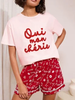 Friends Like These Pink/Red Valentines Short Set Pyjamas^Women All Night & Lounge|Pyjamas