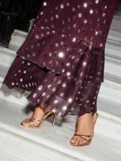 Clearance Friends Like These Foil Spot Short Sleeve Chiffon Tie Maxi Dress Red