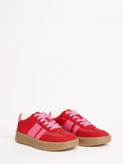 Discount Friends Like These Red Pink Standard Fit Lace Up Retro Gumsole Sports Trainers