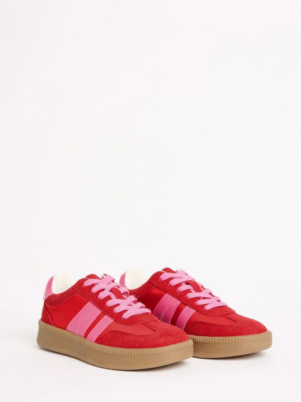 Discount Friends Like These Red Pink Standard Fit Lace Up Retro Gumsole Sports Trainers