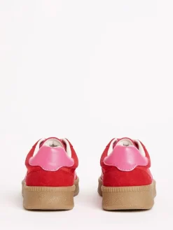 Discount Friends Like These Red Pink Standard Fit Lace Up Retro Gumsole Sports Trainers