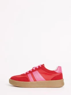 Discount Friends Like These Red Pink Standard Fit Lace Up Retro Gumsole Sports Trainers
