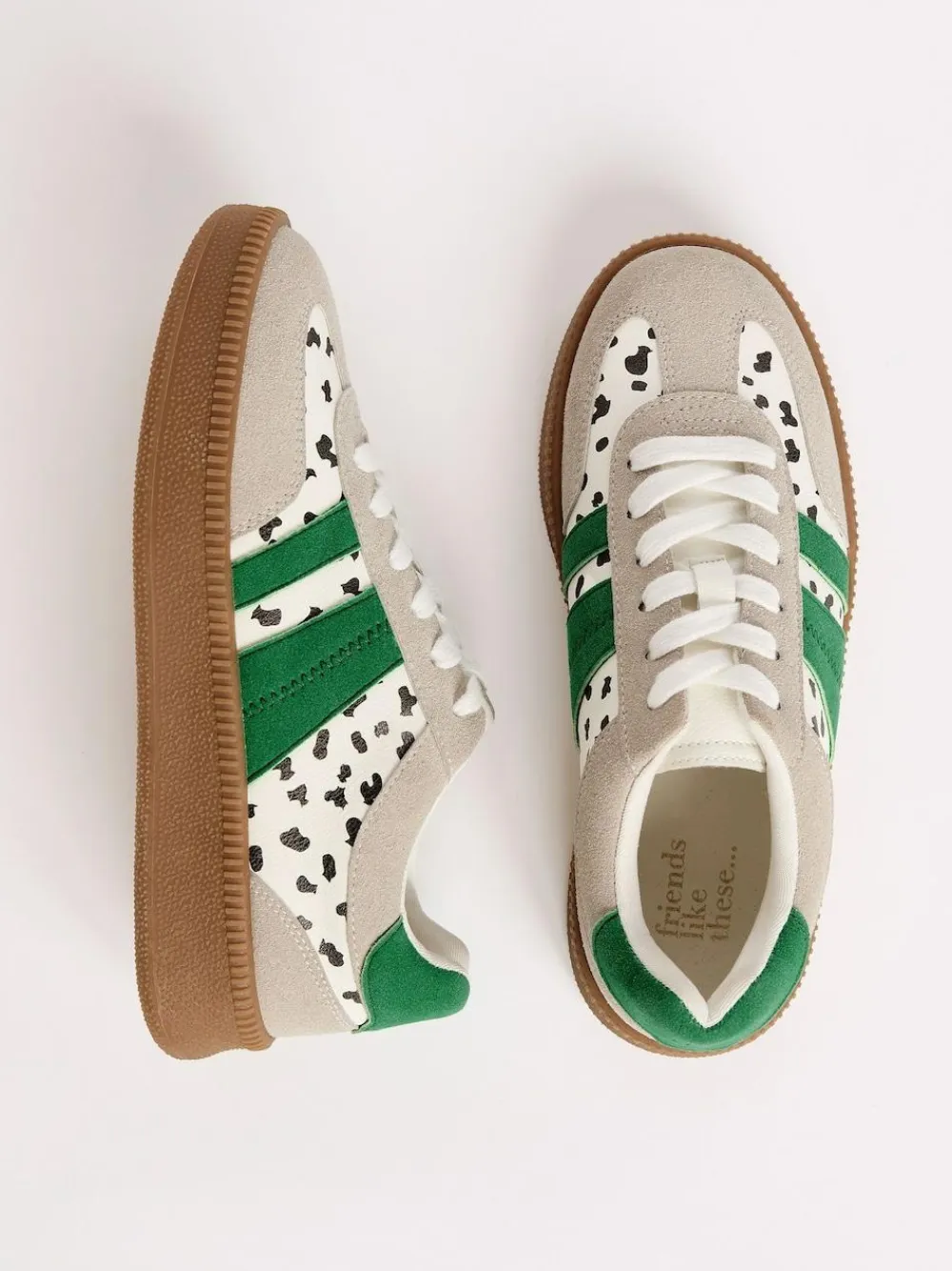 Clearance Friends Like These White Spot Standard Fit Lace Up Retro Gumsole Sports Trainers