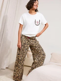 Friends Like These White Amour Leopard Short Sleeve Pyjamas^Women Pyjamas|All Night & Lounge
