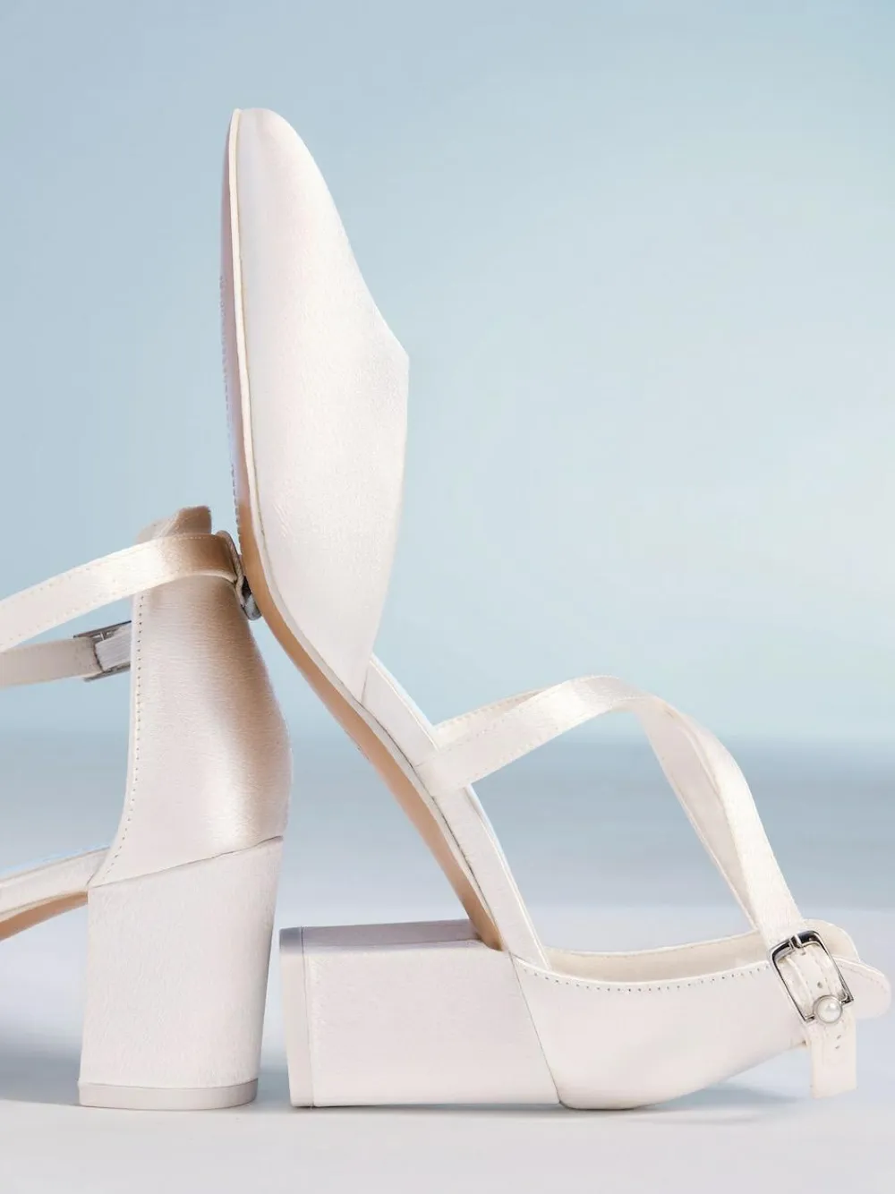 Friends Like These White Wide Fit Satin Mid Block Heel Bridal Court Shoes^Women Wide Fit & Extra Wide Fit|Heels