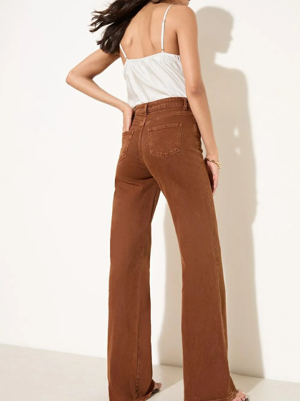 Online Friends Like These X Lucy Mecklenburgh Tobacco Brown Everyday Wide Leg Jeans