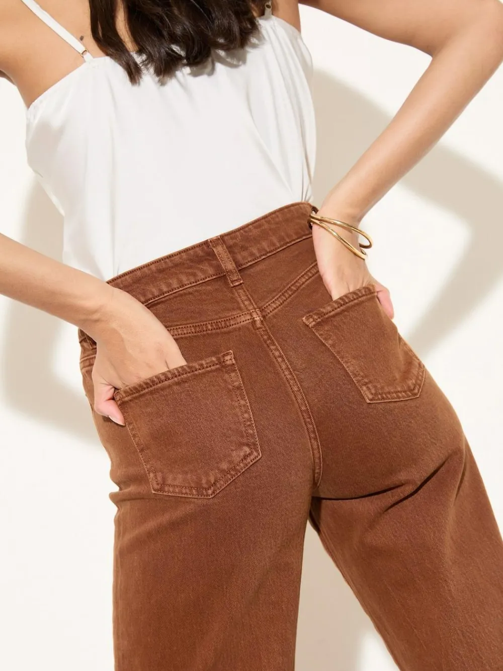 Online Friends Like These X Lucy Mecklenburgh Tobacco Brown Everyday Wide Leg Jeans