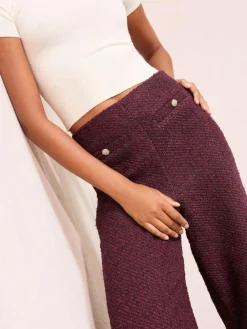 Friends Like These X Lucy Mecklenburgh Burgandy Boucle Wide Leg Trousers