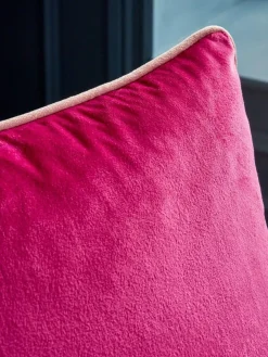 Next Fuchsia Pink Matte Velvet Contrast Pipe 50 x 50cm Cushion^ Cushions & Throws