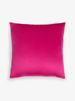 Next Fuchsia Pink Matte Velvet Contrast Pipe 50 x 50cm Cushion^ Cushions & Throws