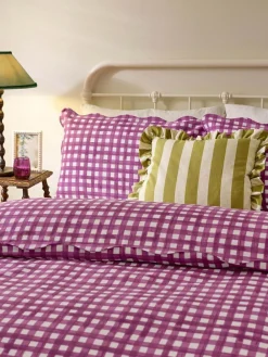 Furn Berry Pink Scalloped Edge Gingham Duvet Set^ Branded Bedlinen|Bedsets & Duvet Covers