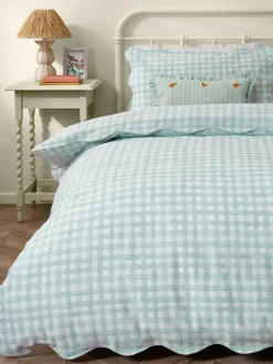 Furn Blue Scalloped Edge Gingham Duvet Set^ Bedsets & Duvet Covers|Branded Bedlinen