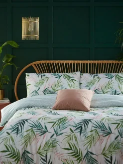Discount Furn Green Bali Palm Reversible Botanical Duvet Cover and Pillowcase Set