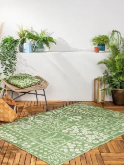Furn . Green Forage Garden Botanical Washable Outdoor/Indoor Rug