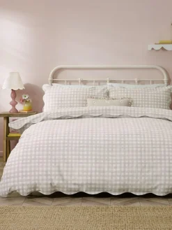Furn Natural Scalloped Edge Gingham Duvet Set