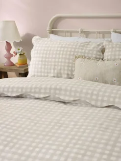Furn Natural Scalloped Edge Gingham Duvet Set