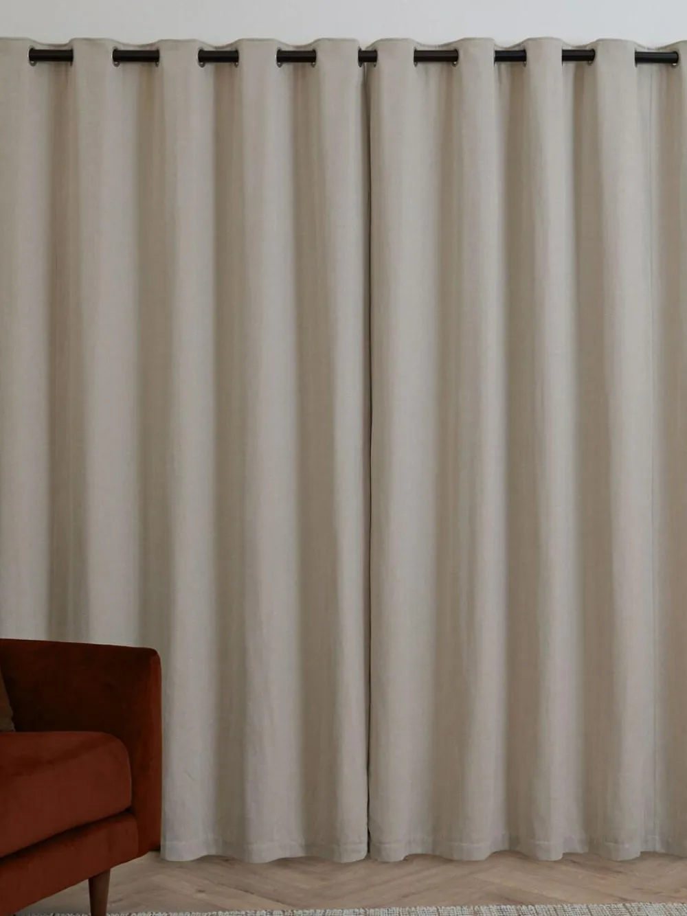 Furn Natural Soft Chenille 100% Blackout Eyelet Curtains^ Curtains & Blinds