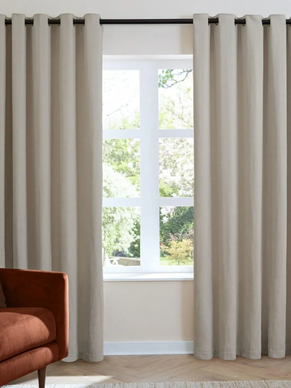 Furn Natural Soft Chenille 100% Blackout Eyelet Curtains^ Curtains & Blinds