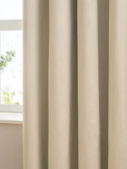 Furn Natural The Ultimate Velvet 100% Blackout Eyelet Lined Curtains^ Curtains & Blinds