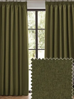 Furn . Olive Dawn 100% Blackout Thermal Pencil Pleat Curtains^ Curtains & Blinds