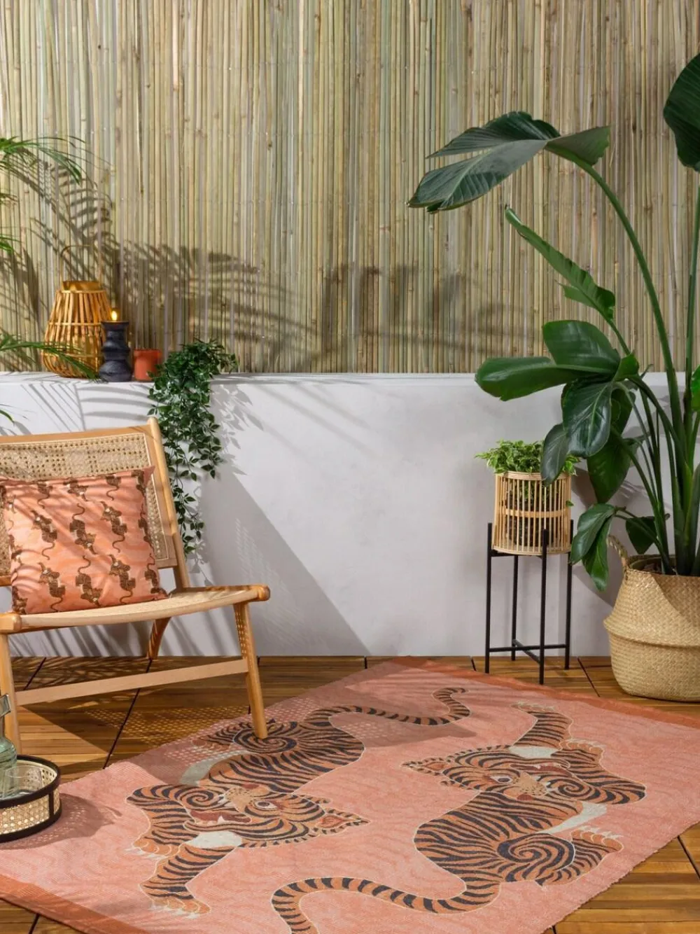 Best Furn . Orange Tibetan Tiger Animal Washable Outdoor/Indoor Rug