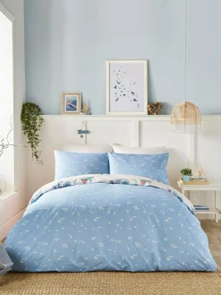 New Fusion Beach Huts Easycare Duvet Cover Set Blue