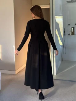 Hot Girl In Mind Black Evie Square Neck Long Sleeve Midi Dress