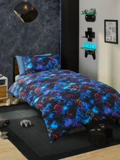 Discount Next Glow In The Dark Gamer Duvet Cover and Pillowcase Set