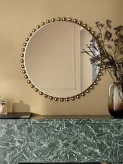 Next Gold Bobbin Round Wall Mirror^ Mirrors