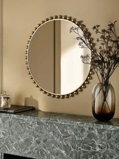 Next Gold Bobbin Round Wall Mirror^ Mirrors