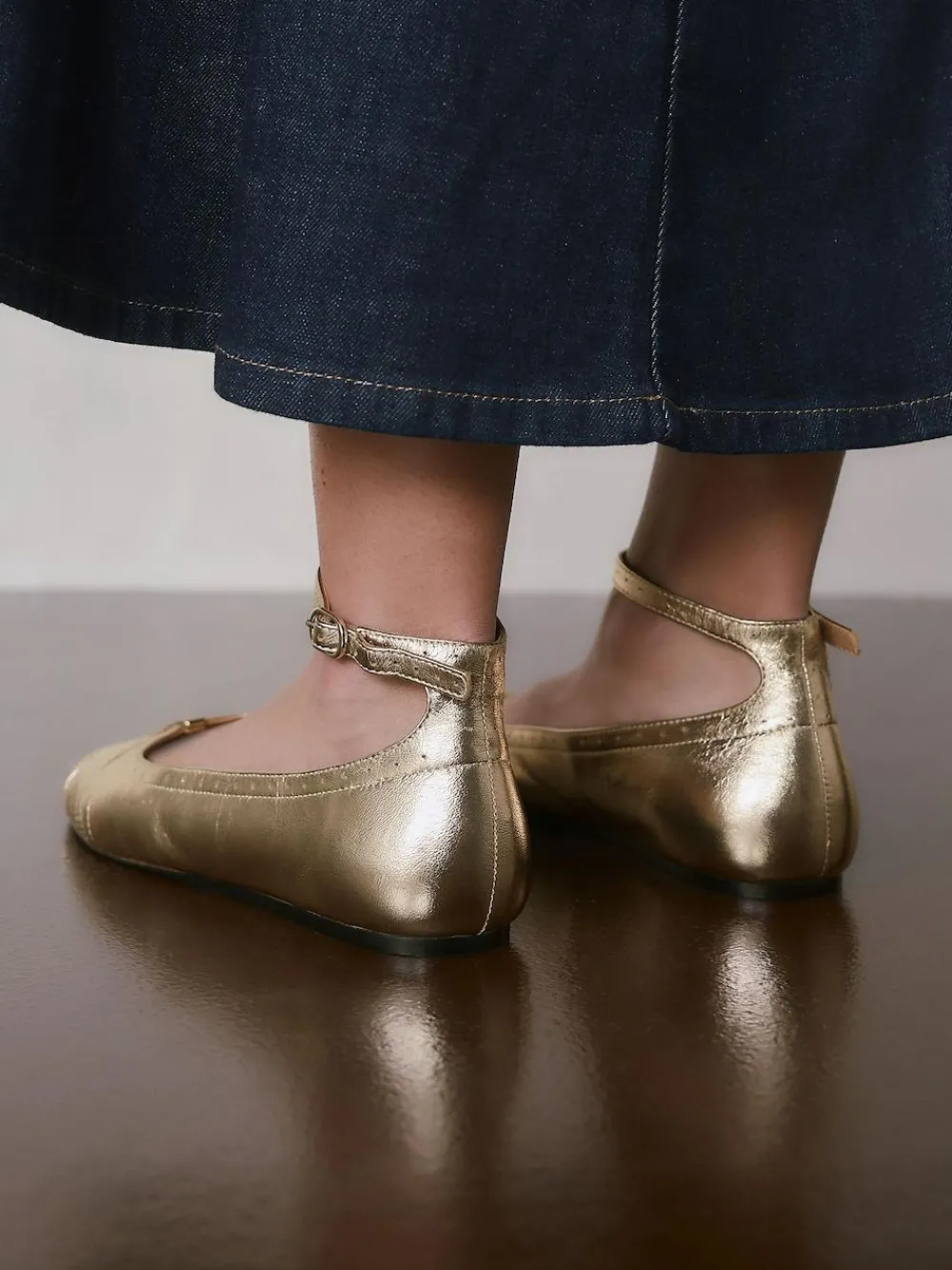 Next Forever Comfort® Leather Ballet Flats With Ankle Strap^Women Flats