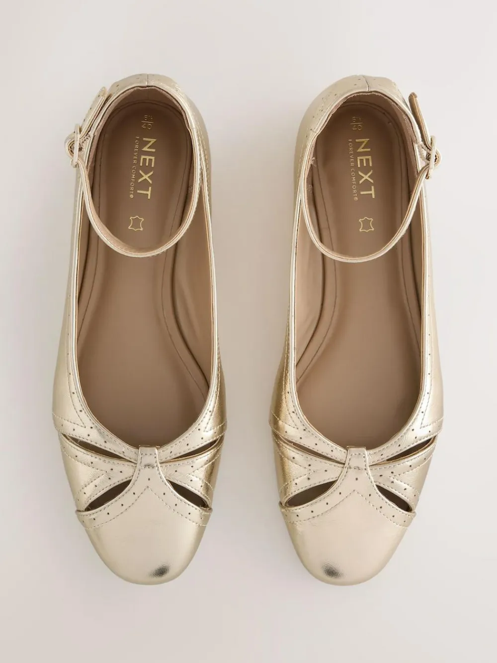 Next Forever Comfort® Leather Ballet Flats With Ankle Strap^Women Flats