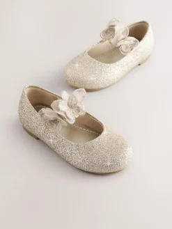 Next Glitter Butterfly Strap Occasion Shoes Gold