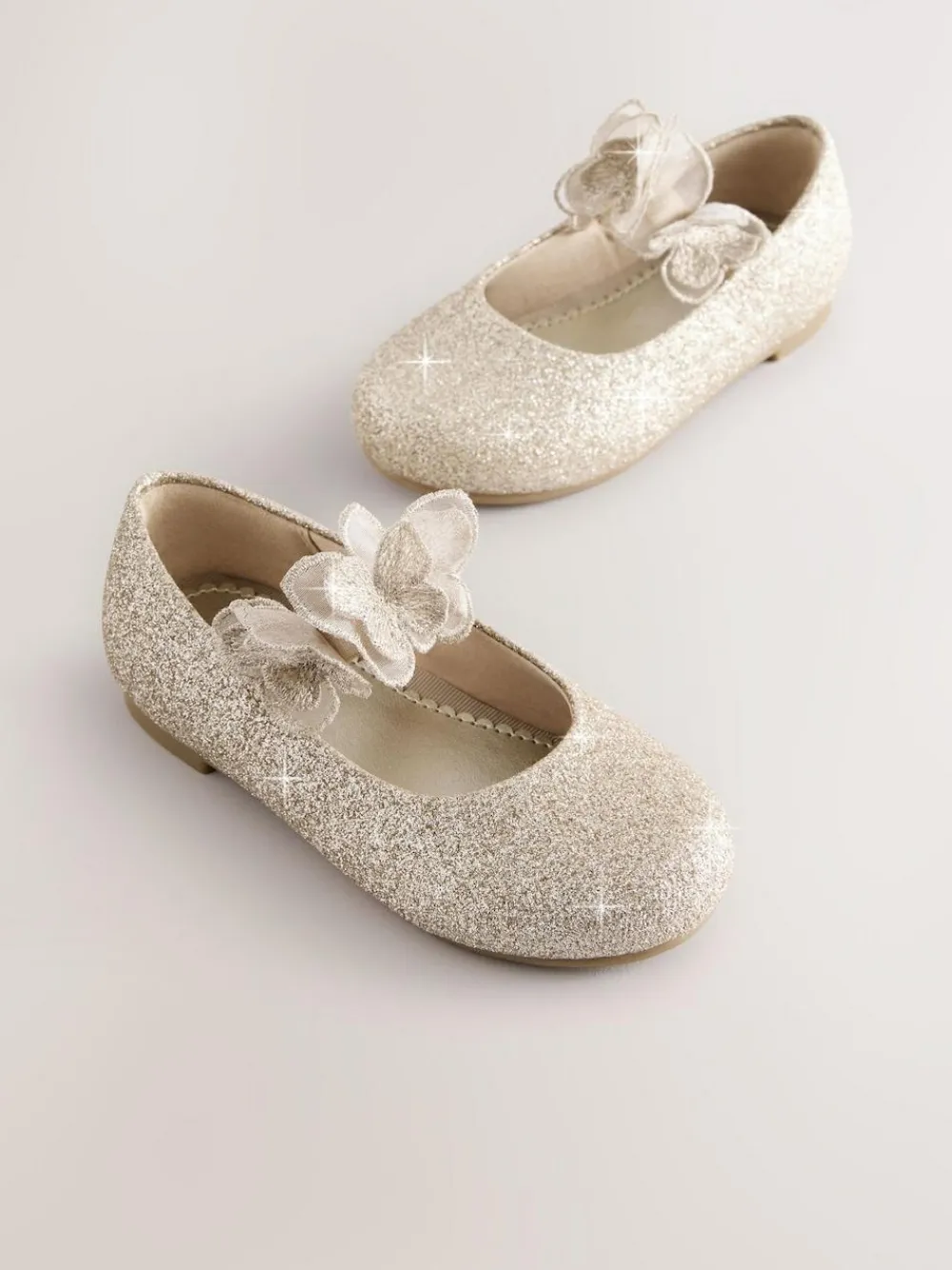 Next Glitter Butterfly Strap Occasion Shoes Gold