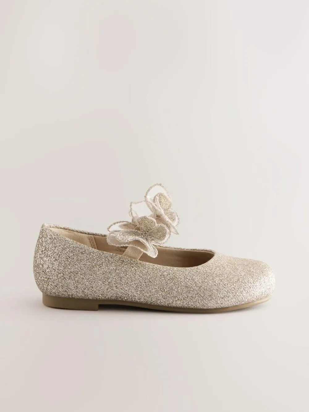 Next Glitter Butterfly Strap Occasion Shoes Gold