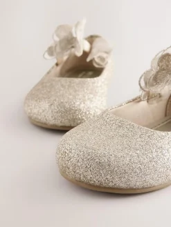 Next Glitter Butterfly Strap Occasion Shoes Gold