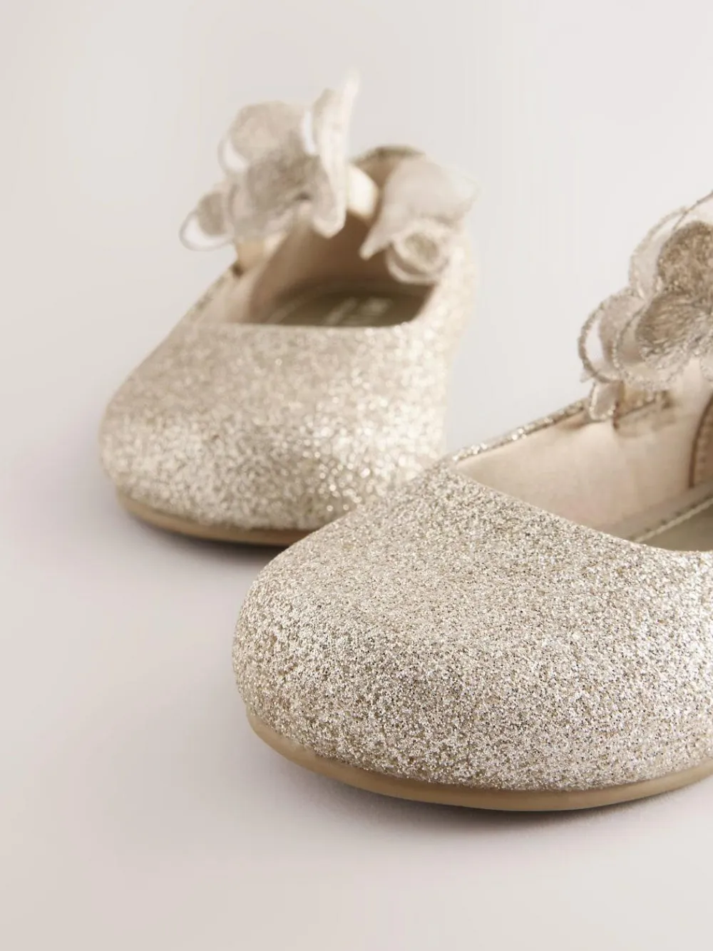 Next Glitter Butterfly Strap Occasion Shoes Gold