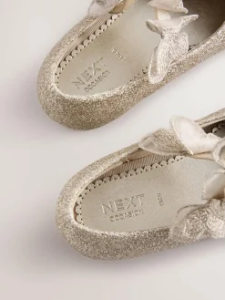 Next Glitter Butterfly Strap Occasion Shoes Gold