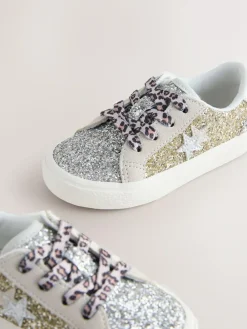 Next Gold Glitter Star Lace-Up Trainers^ Sneakers|Sneakers