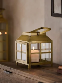 Next Gold Metal and Glass Lantern Medium^ Candle Holders & Lanterns