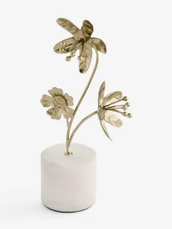 New Next Gold Metal Flower Ornament On Marble Base