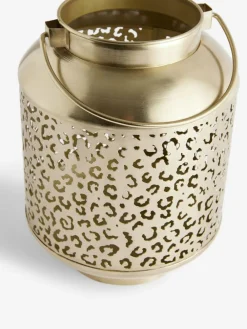 Next Gold Metal Leopard Print Cutout Lantern^ Candle Holders & Lanterns