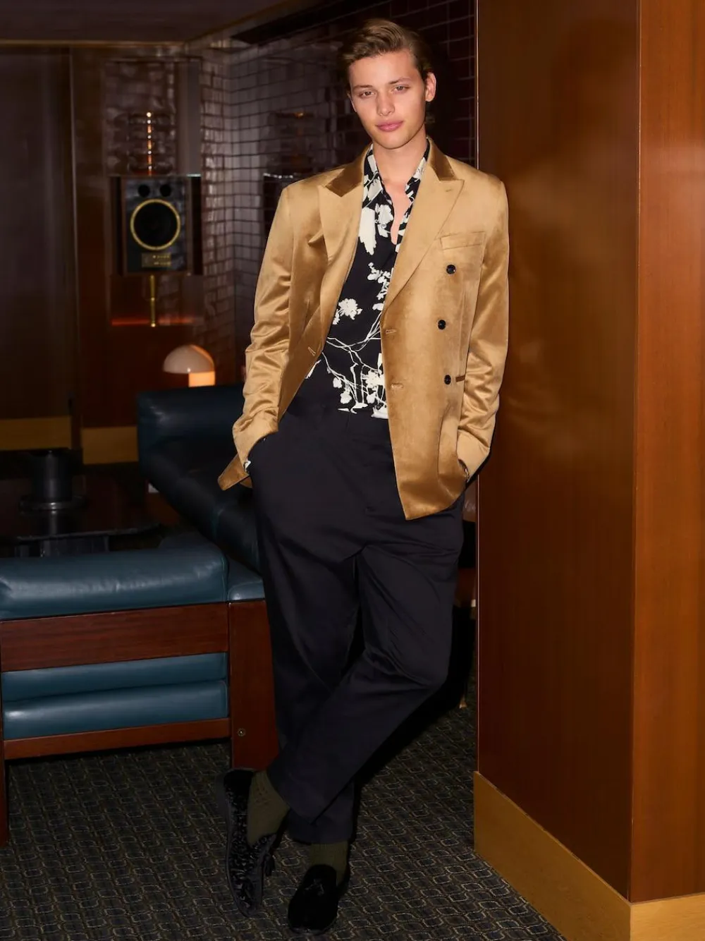 Next gold Regular Fit Double Breasted Velvet Blazer