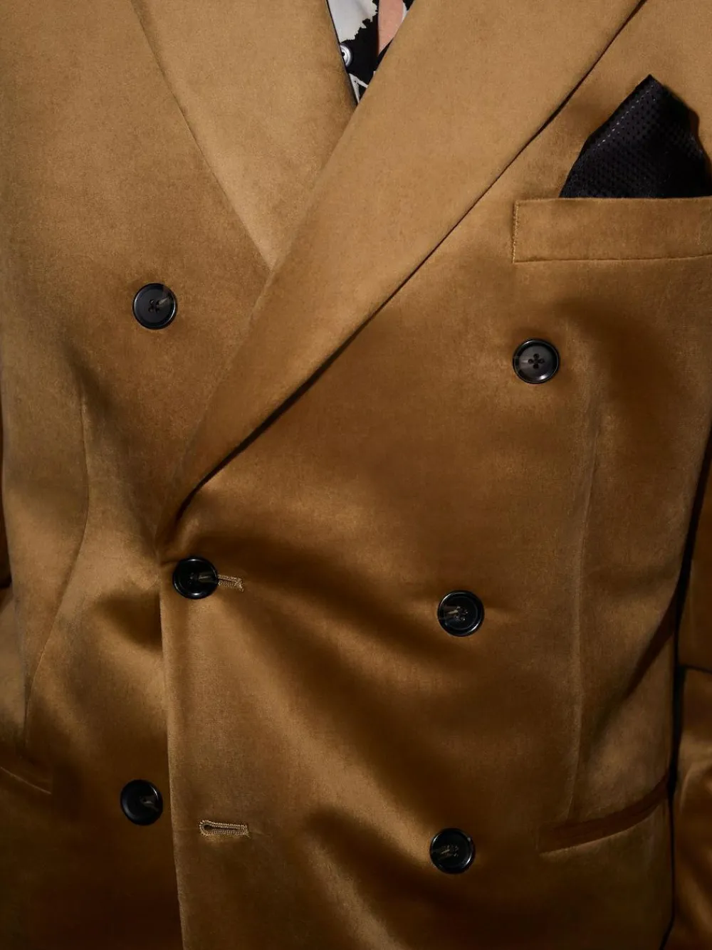 Next gold Regular Fit Double Breasted Velvet Blazer