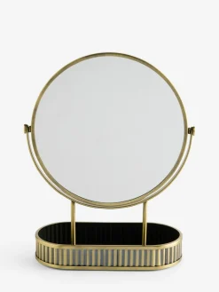 Next Gold Rib 5x Magnification Round Dressing Table Mirror^ Mirrors|Bathroom Accessories