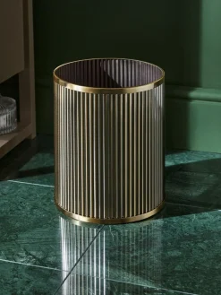 Next Gold Ribbed Bin^ Bathroom Accessories