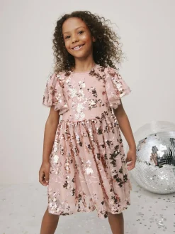 Next Gold Sequin Party Dress (3-16yrs)^ Occasionwear|Dresses